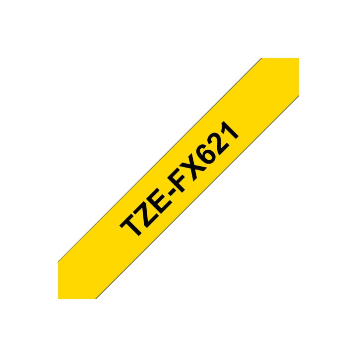Лента Brother P-Touch TZE-FX621, 9mm x 8m, черен текст на жълт фон, гъвкава - TZEFX621 - 4