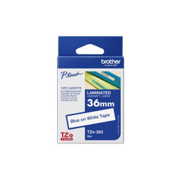 Лента Brother P-Touch TZE-263, 36mm x 8m, синьо върху бяло - TZE263 - 1