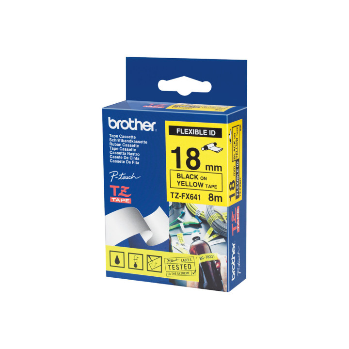 Лента за етикетни принтери Brother TZe-FX641, 18mm черно върху жълто, гъвкава - TZEFX641 - 3