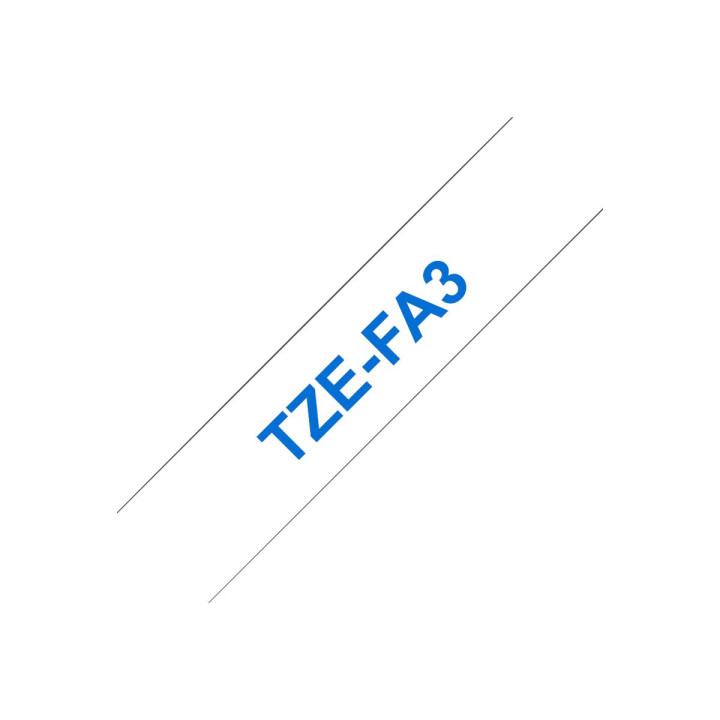 Текстилна лента Brother TZe-FA3, 12mm x 3m, тъмносиня върху бяло, за текстил - TZEFA3 - 3