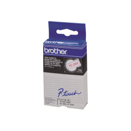 Лента за етикетни принтери Brother P-Touch, 9mm x 7.7m, бяла с червен текст - TC292 - 1