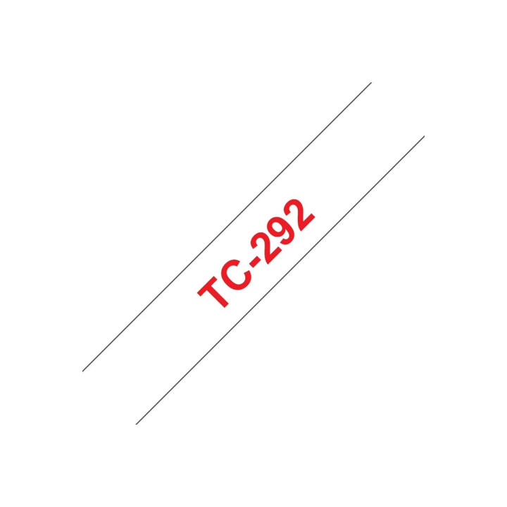 Лента за етикетни принтери Brother P-Touch, 9mm x 7.7m, бяла с червен текст - TC292 - 2