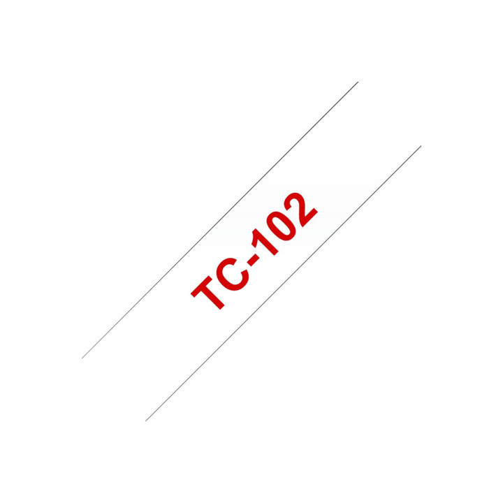 Лента Brother P-Touch TC-102, 12mm x 7.6m, червен текст/прозрачен фон - TC102 - 2