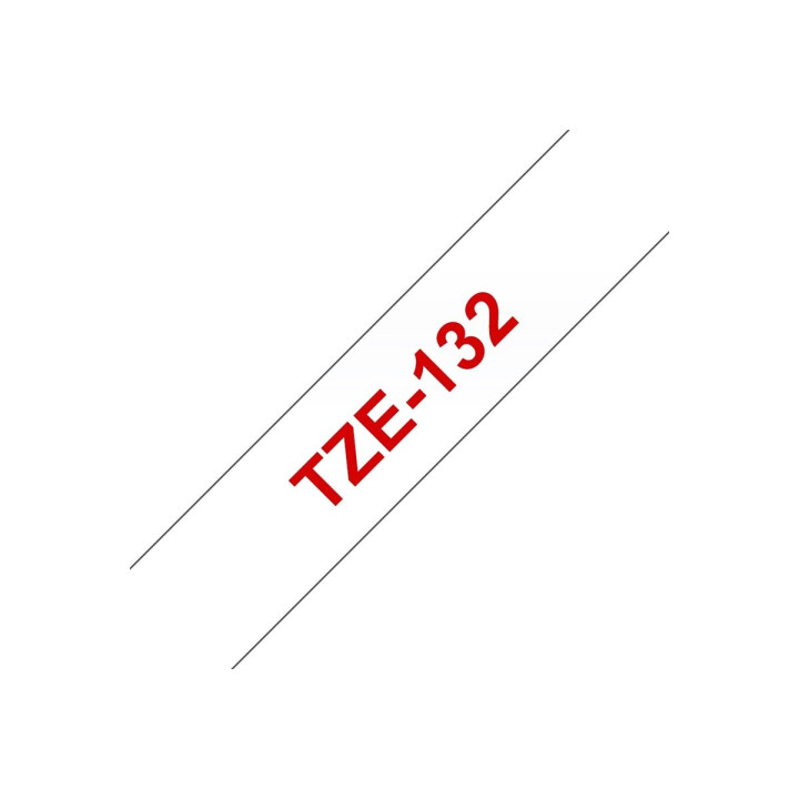 Ламинирана лента Brother TZe, 12mm x 8m, червен текст на прозрачен фон - TZE132 - 4