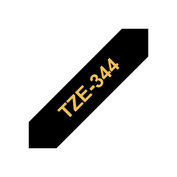 Ламинирана лента Brother P-Touch TZE, 18mm x 8m, златист текст на черен фон - TZE344 - 2