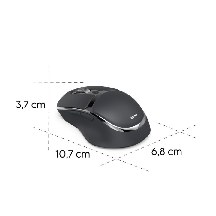 Безжична мишка HAMA WM-800, ергономична, 8 бутона, 3200 dpi, Bluetooth/2.4GHz, черна - 173096 - 4
