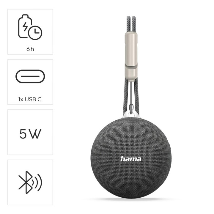 Bluetooth колонка HAMA MagBuddy, 5W, сива - HAMA-188245 - 3