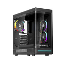 Кутия за компютър 1stPlayer PB8, ATX Middle Tower, 3x120mm A-RGB вентилатори, USB-C, Tempered Glass - PB8-BK-2FH7R-1FH7 - 1
