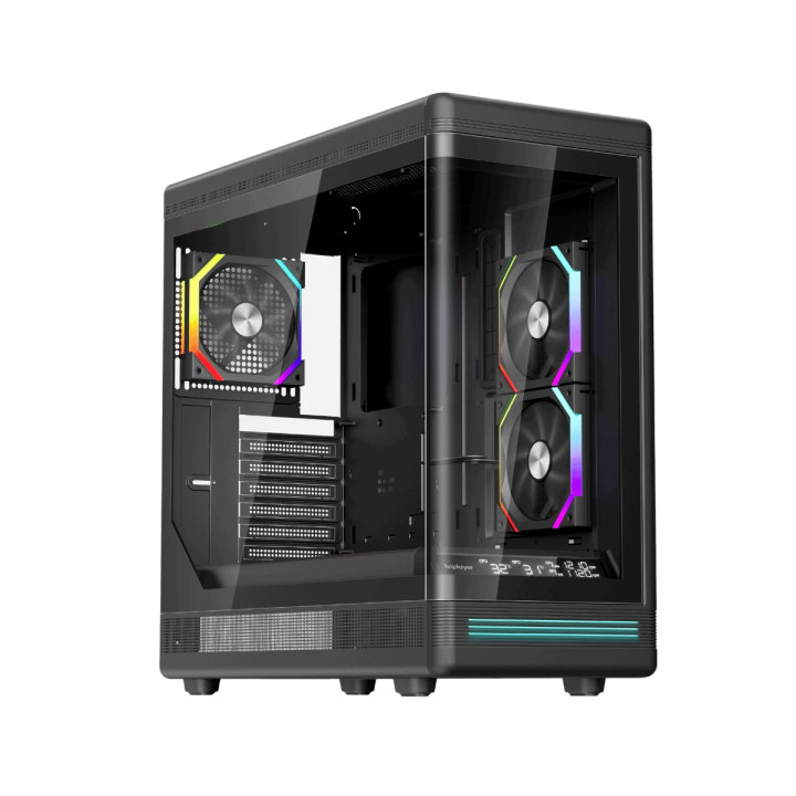 Кутия за компютър 1stPlayer PB8, ATX Middle Tower, 3x120mm A-RGB вентилатори, USB-C, Tempered Glass - PB8-BK-2FH7R-1FH7 - 1