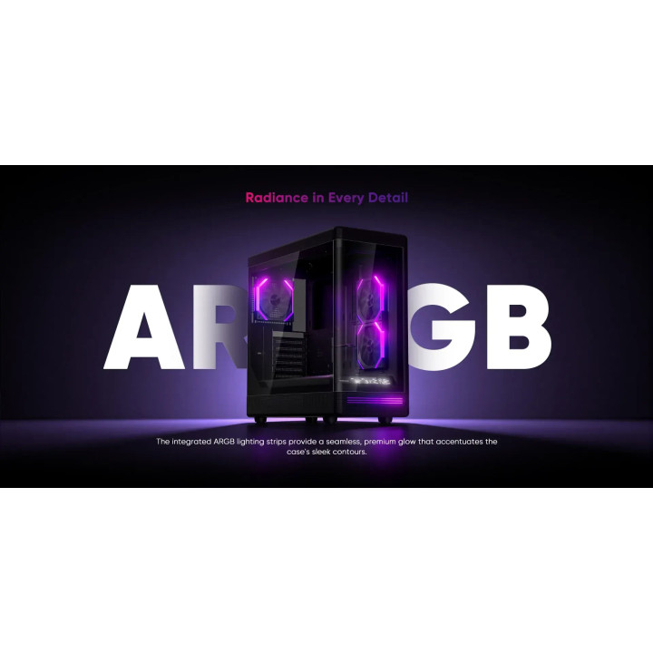 Кутия за компютър 1stPlayer PB8, ATX Middle Tower, 3x120mm A-RGB вентилатори, USB-C, Tempered Glass - PB8-BK-2FH7R-1FH7 - 2
