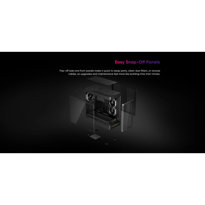 Кутия за компютър 1stPlayer PB8, ATX Middle Tower, 3x120mm A-RGB вентилатори, USB-C, Tempered Glass - PB8-BK-2FH7R-1FH7 - 5
