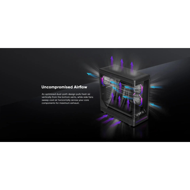 Кутия за компютър 1stPlayer PB8, ATX Middle Tower, 3x120mm A-RGB вентилатори, USB-C, Tempered Glass - PB8-BK-2FH7R-1FH7 - 6