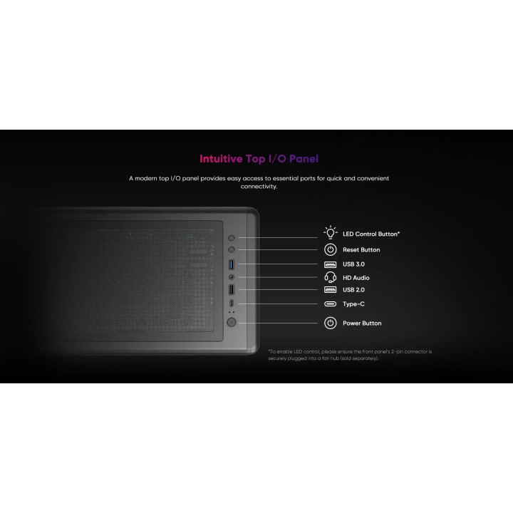 Кутия за компютър 1stPlayer PB8, ATX Middle Tower, 3x120mm A-RGB вентилатори, USB-C, Tempered Glass - PB8-BK-2FH7R-1FH7 - 15
