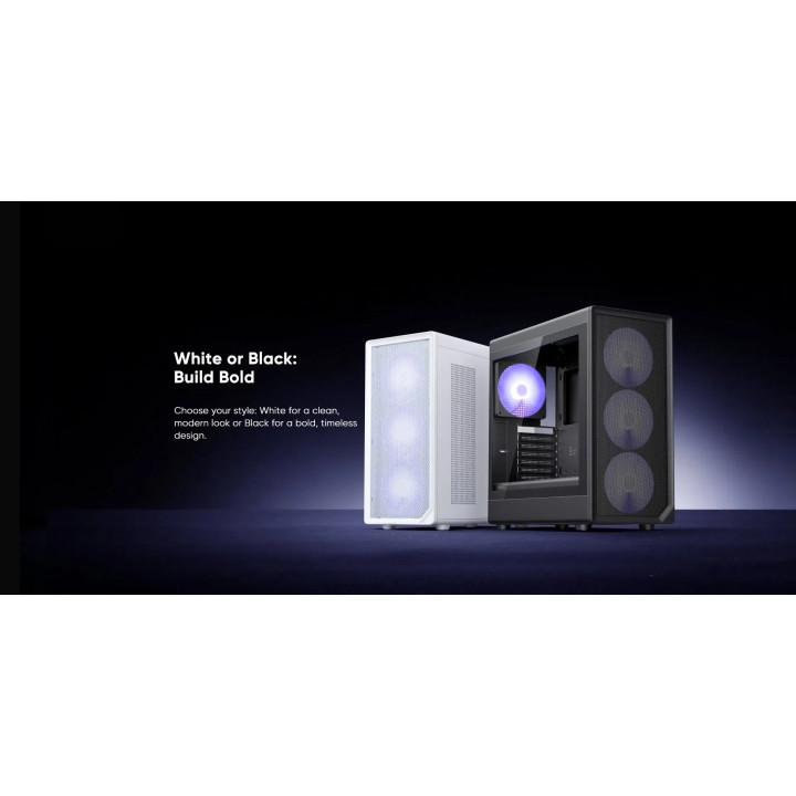 Кутия за компютър 1stPlayer AU8, Middle Tower ATX, Tempered Glass, 4x140mm A-RGB вентилатора, USB-C - AU8-BK-4FE7-14 - 3