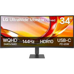 Монитор LG 34U640B-B, 34" UltraWide Curved VA WQHD (3440x1440), 144Hz, USB Type-C, AMD FreeSync - 1