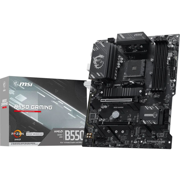 Дънна платка MSI B550 GAMING, Socket AM4, AMD B550, 4x DDR4, ATX - 911-7C56-093R - 1