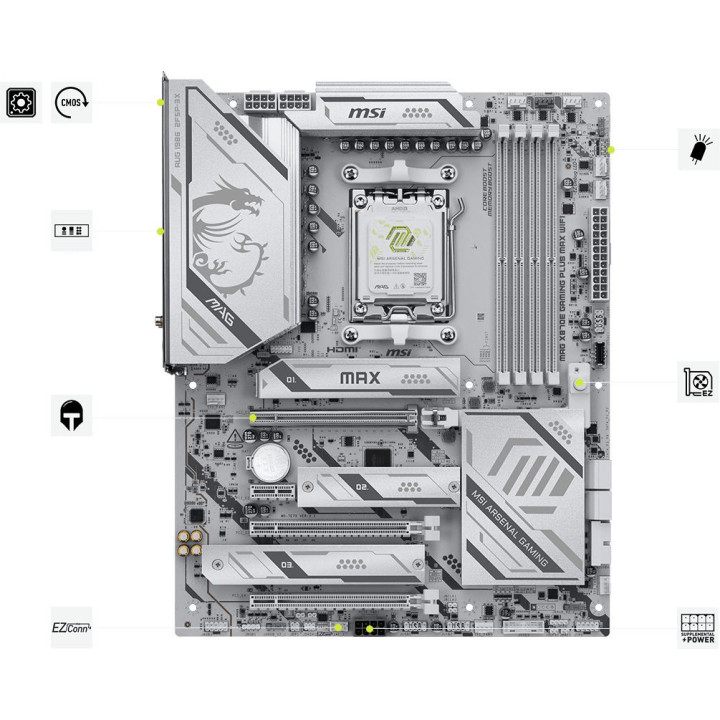 Дънна платка MSI X870E GAMING PLUS MAX WIFI, ATX, Socket AM5, DDR5 8200MHz  - 911-7E70-016 - 5