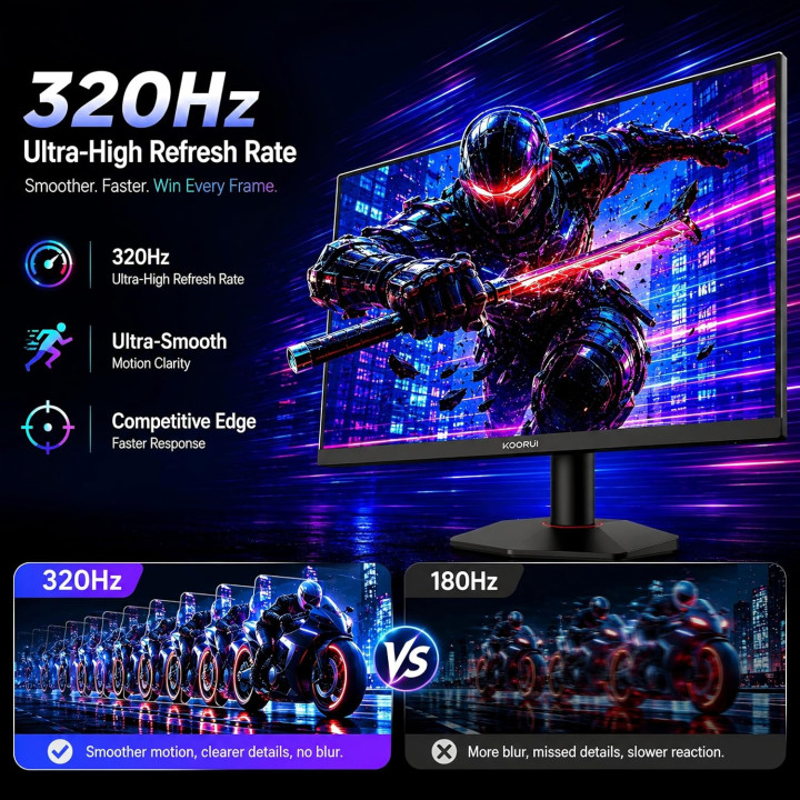 Монитор KOORUI 27 G2721E, 27" QHD Fast IPS, 320Hz, 1ms - 2