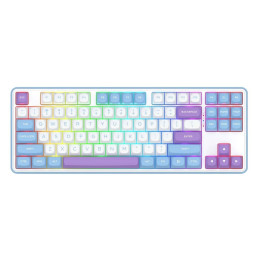 Bluetooth механична нископрофилна геймърска клавиатура Redragon Star Blade Pro, 65%, RGB подсветка, Mint Mambo суич, бяло-лилава