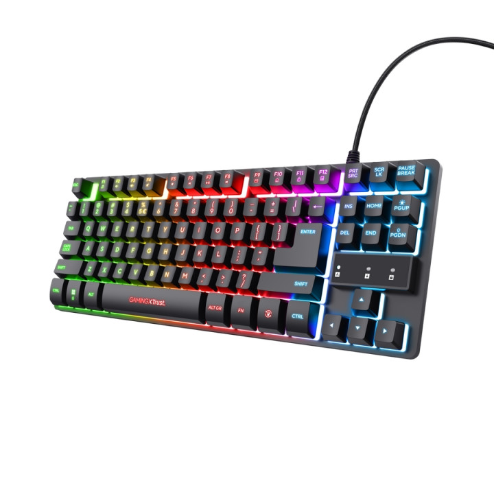 Геймърска клавиатура TRUST GXT 833 Thado TKL, US Layout, RGB подсветка, USB-A - 25886 - 2