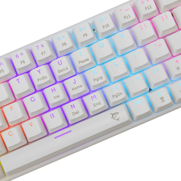 Механична геймърска клавиатура White Shark WAKIZASHI 2, 60%, Blue Switches, RGB подсветка, Бяла - WAKIZASHI-2-US-W-BLUE.SW - 2