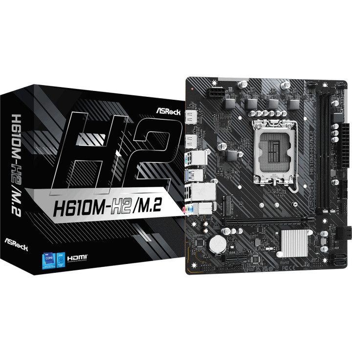 Дънна платка ASRock H610M-H2/M.2, Intel H610, LGA1700, 2xDDR4, M.2, HDMI - 1
