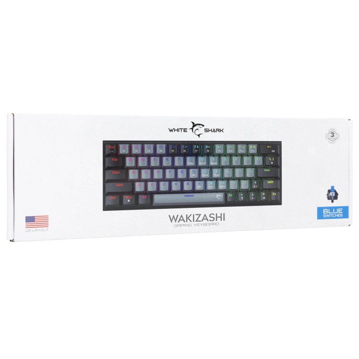 Механична геймърска клавиатура White Shark WAKIZASHI 2, 60%, Blue Switches, RGB, USLayout - WAKIZASHI-2-US-G-B-BLUE.SW - 6