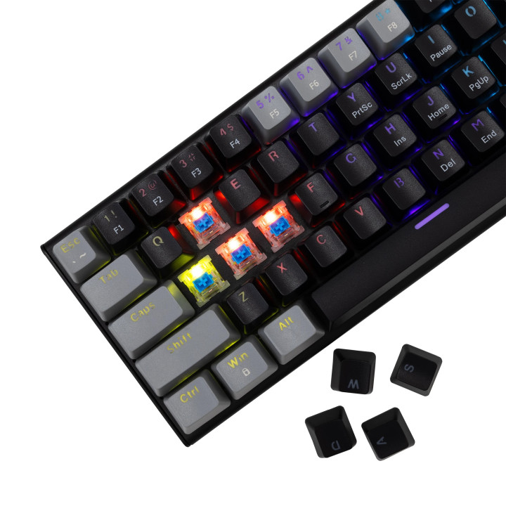 Механична геймърска клавиатура White Shark Wakizashi 2, 60%, Blue Switches, RGB подсветка, US Layout - WAKIZASHI-2-US-B-G-BLUE.S