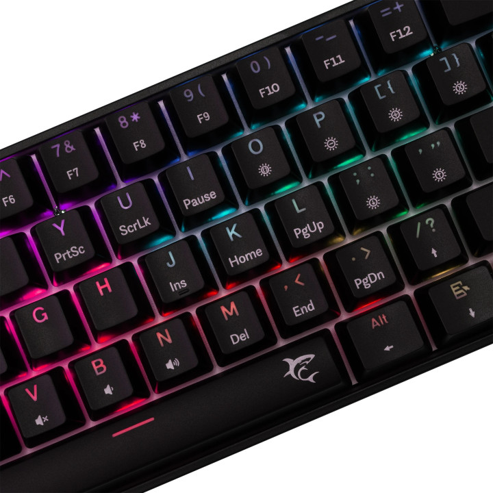 Геймърска механична клавиатура White Shark SHINOBI 2, 60%, YUSYA 5P Red Switches, RGB, Hot Swap - SHINOBI-2-B-US-RED.SW - 2