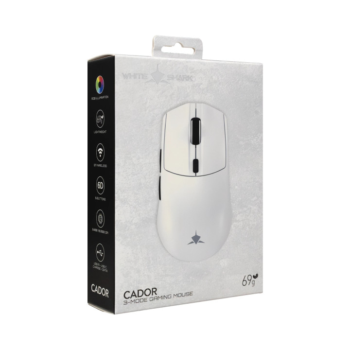 Безжична геймърска мишка White Shark CADOR, 10000 dpi, 1000 Hz, Bluetooth - CADOR-W - 6
