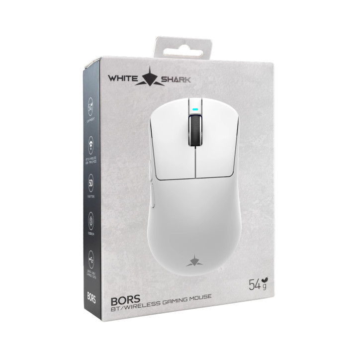 Безжична геймърска мишка White Shark BORS, 12000dpi, 1000Hz, Bluetooth, Бяла - BORS-W - 7