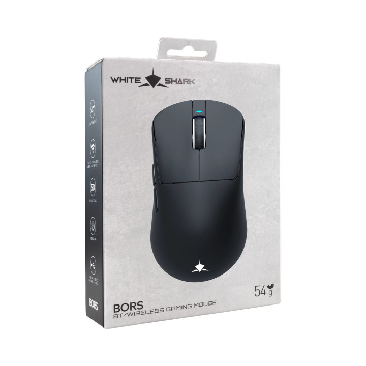 Безжична геймърска мишка White Shark BORS, 12000dpi, 1000Hz, Bluetooth, 54g - BORS-B - 7