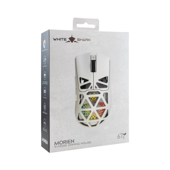 Безжична геймърска мишка White Shark MORIEN, 12000dpi, 1000Hz, Bluetooth, RGB подсветка - MORIEN-W - 5
