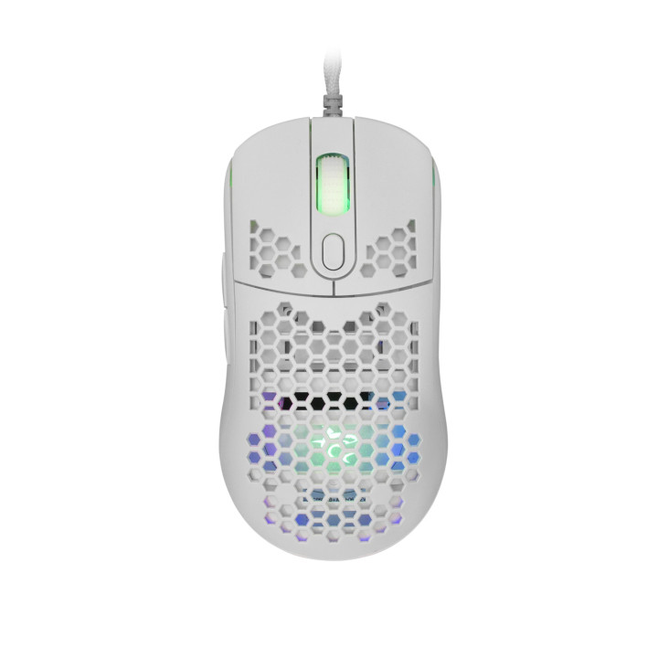 Безжична геймърска мишка White Shark Galahad, 7200dpi, RGB подсветка, бяла - GALAHAD-W - 1