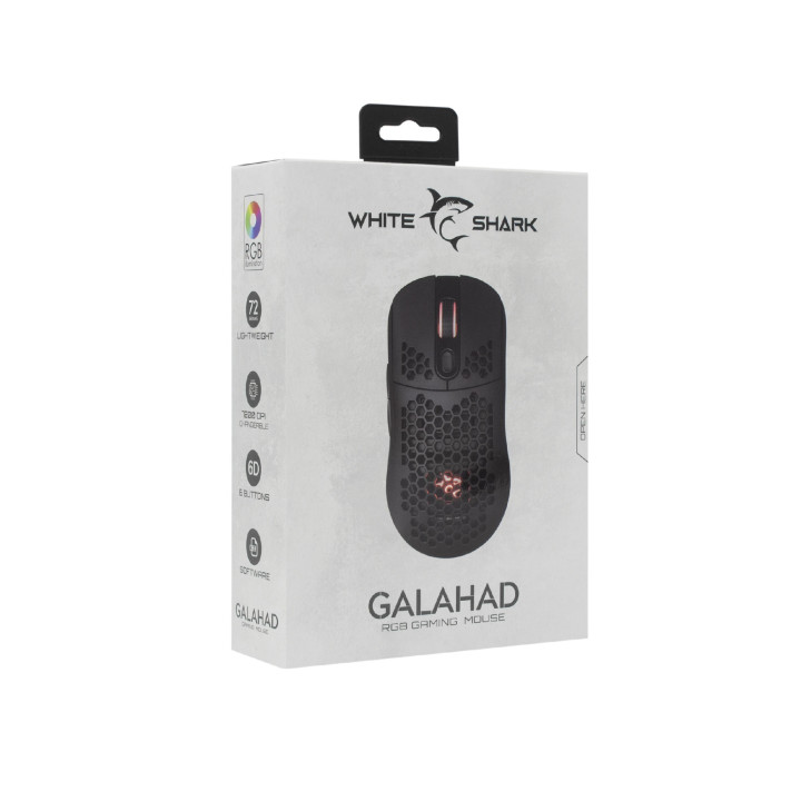Безжична геймърска мишка White Shark GALAHAD, 7200dpi, 1000Hz, RGB подсветка - GALAHAD-B - 8