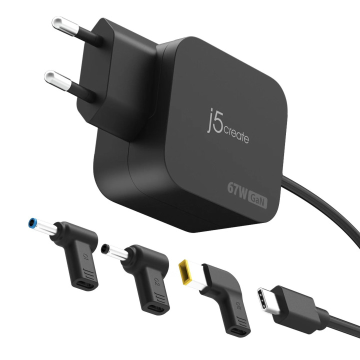 Зарядно j5create 67W GaN PD USB-C Mini Charger с 4.5mm DC конвертори - JUP1565DCE3A-EN - 1