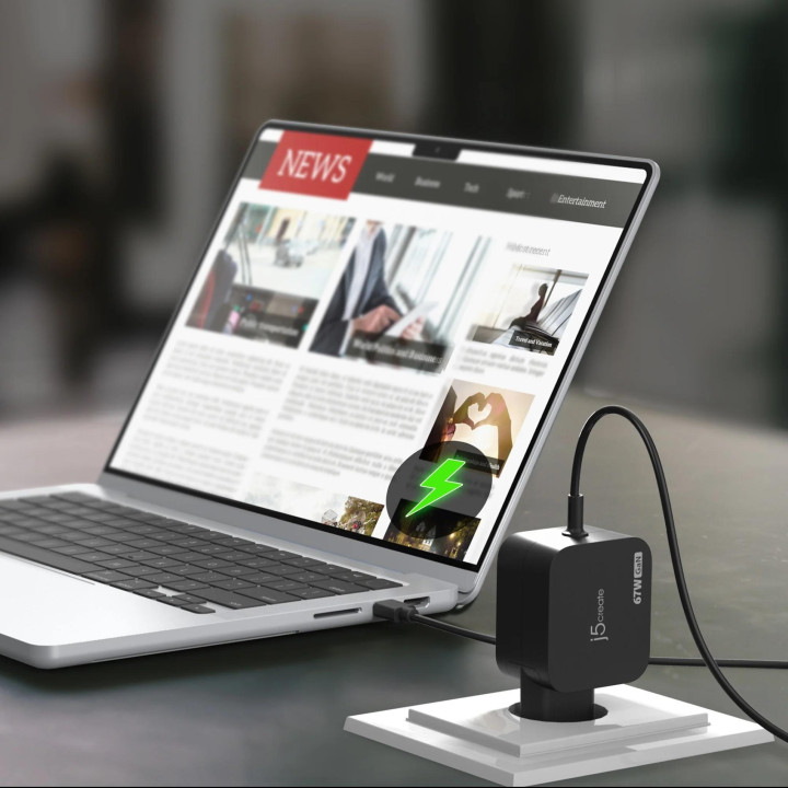 Зарядно j5create 67W GaN PD USB-C Mini Charger с 4.5mm DC конвертори - JUP1565DCE3A-EN - 3