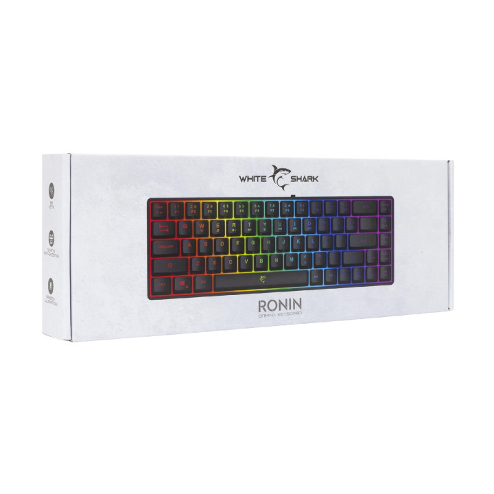 Механична геймърска клавиатура White Shark RONIN, 60%, Blue Switches, Rainbow подсветка, 68 клавиша - RONIN-B-US - 5