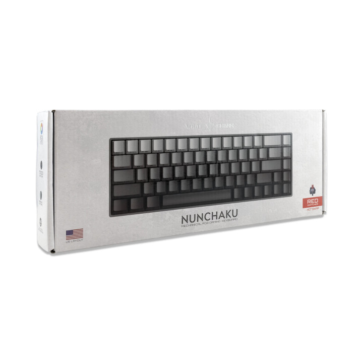 Геймърска механична клавиатура White Shark Nunchaku, 60%, Red Switches, RGB подсветка, Hot-swap, 68 клавиша - NUNCHAKU-G-US-RED.