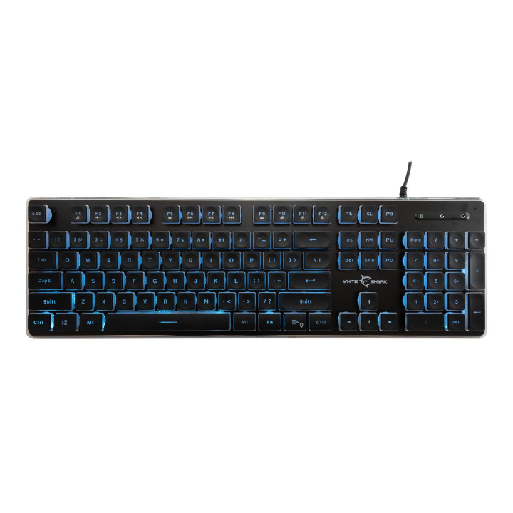 Нископрофилна геймърска клавиатура White Shark TACHI, 104 клавиша, USB, Ice Blue LED подсветка - TACHI-B-US - 1