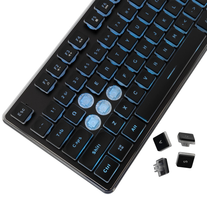 Нископрофилна геймърска клавиатура White Shark TACHI, 104 клавиша, USB, Ice Blue LED подсветка - TACHI-B-US - 4