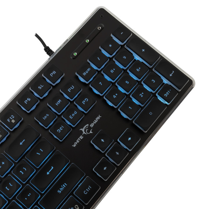 Нископрофилна геймърска клавиатура White Shark TACHI, 104 клавиша, USB, Ice Blue LED подсветка - TACHI-B-US - 5