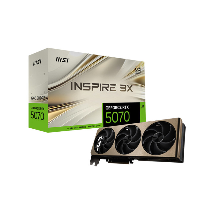 Видео карта MSI GeForce RTX 5070 INSPIRE 3X OC, 12GB GDDR7, 192-bit - 912-V532-006 - 1