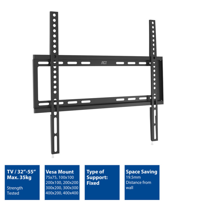 Фиксирана стенна стойка за телевизор ACT AC8351, 32-55", VESA 400x400, до 35 кг - 2