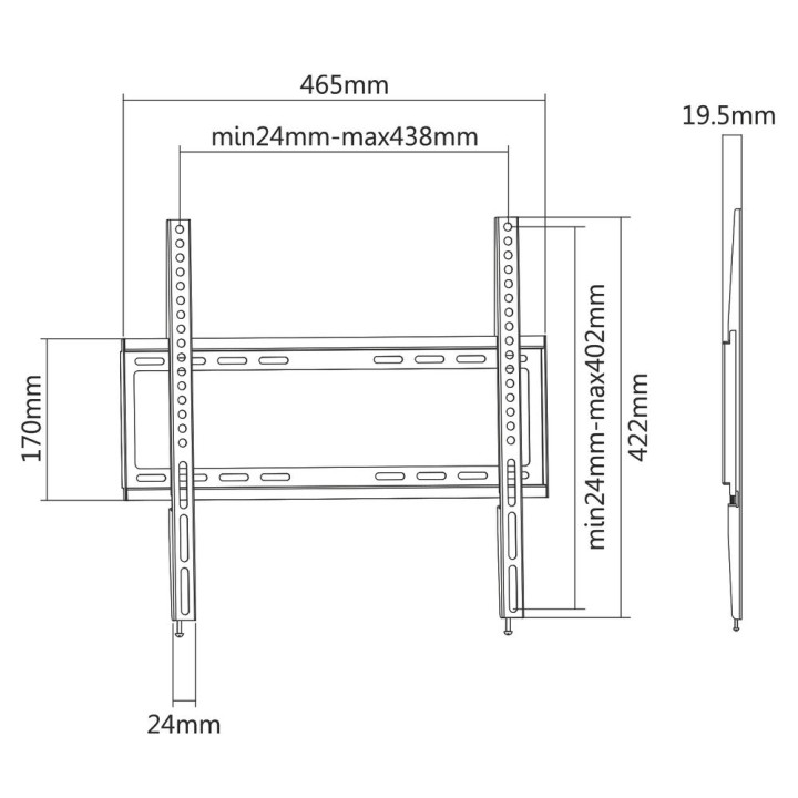 Фиксирана стенна стойка за телевизор ACT AC8351, 32-55", VESA 400x400, до 35 кг - 6