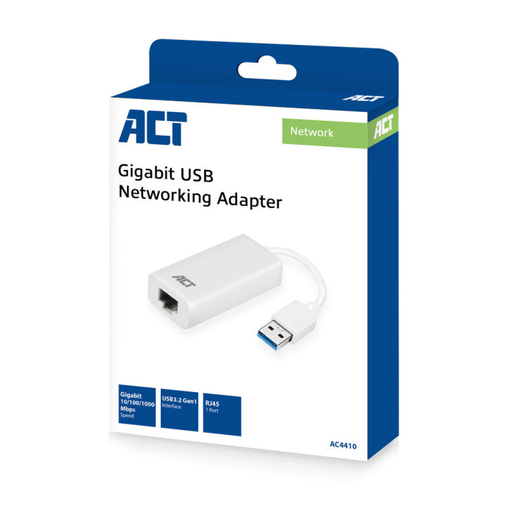 Мрежов адаптер ACT AC4410, USB 3.2 Gen1 към Gigabit Ethernet - 5
