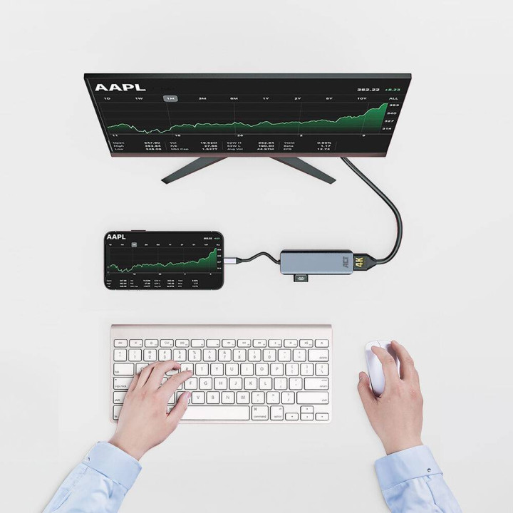 USB-C докинг станция ACT AC7013, 2x HDMI + 1x USB-A, 4K MST, 12 см - 6