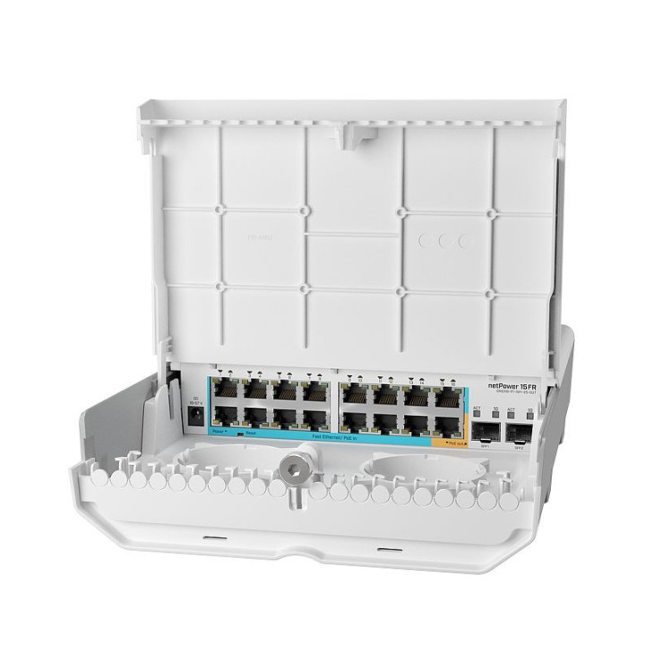 18-портов външен комутатор Mikrotik netPower 15FR CRS318-1Fi-15Fr-2S-OUT
