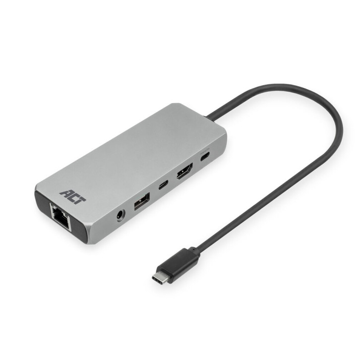 Докинг станция ACT AC7095, USB-C към HDMI, 4K/8K 30Hz, 2.5G LAN, USB-C/A - 1