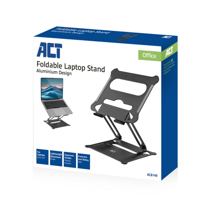 Стойка за лаптоп ACT AC8140, сгъваема, алуминиева, до 15.6", черна - 10